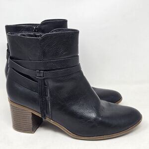 FRYE & CO INDIANA Black Ankle‎ Boot Western Style Chunky Heel Vegan Leather 9.5